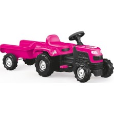 Dolu 2508 Unicorn Römorklu Pedallı Traktör Pembe Renk 36 Ay ve Üzeri Çocuklar İçin