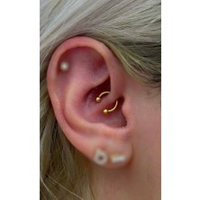 Ares Collection Cerrahi Çelik Gold Renkiki Ucu Top Yarım Halka Piercing