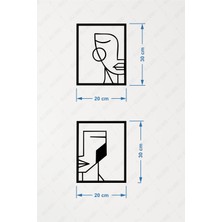 Diji Wood 2li Kadın Erkek Yüzü Minimalist Ahşap Tablo