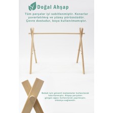 Mordesign Doğal Ahşap Bebek Egzersiz Aleti, Bebek Ahşap Oyun Alanı, 3'lü El Yapımı Oyuncak ve Oyun Matı Seti