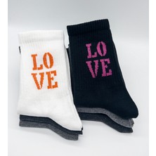 Ciho Socks 6 Çift Modal Love Desen Yumuşak Dokulu Kadın Kolej Çorabı