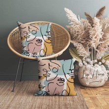 Lia Store Portre Desenli Çift Taraflı Dekoratif 2'li Kırlent Kılıfı Seti