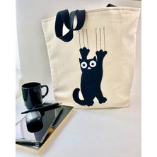 Poyz Shop Poyzshop My Desing's Kedi Figürlü Kumaş Çanta/omuz Çantası /kol Çantası/bez Çanta