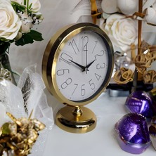 Altın Gold Renkli Metal Ofis Salon Otel Masa Saati 25*20 cm G5