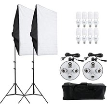 Fototek 50X70CM 4 Duylu Softbox Sürekli Işık,fotoğraf,video,youtuber Kit Ikili Strobist Set