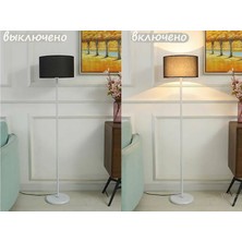 Riolight  Retro,rustik,vintage Beyaz Gövde Siyah Kumaş Başlık Lambader Köşe Lambası