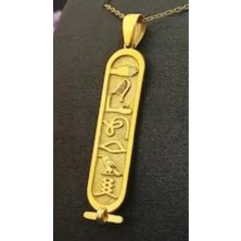 Vogutima Kişiye Özel Antik Mısır Hiyeroglif Kartuş Isim Kolye Beyaz Renk Gümüş Kolye Sarı,roze Seçeneği
