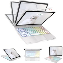 MTK Moveteck Apple Ipad Pro 12.9" 5. 6. Nesil 2021/2022 Uyumlu Klavye Gökkuşağı Aydınlatmalı Kalem Tutucu Pencil Holder Magic Keyboard Magnetik Case