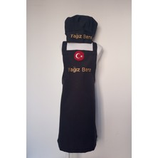 Terzim Ayşenur Çocuk Mutfak Önlüğü Takım Armalı Isme Özel 0-12 Yaş Beden