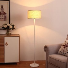 Riolight  Retro,rustik,vintage Beyaz Gövde Krem Kumaş Başlık Lambader Köşe Lambası