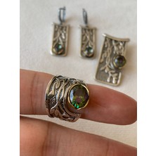Mistik Topaz Taşlı Otantik Gümüş Set