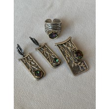 Mistik Topaz Taşlı Otantik Gümüş Set
