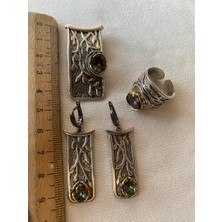 Mistik Topaz Taşlı Otantik Gümüş Set