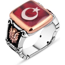 Amberkan Mineli Türk Bayrağı Erkek Yüzük
