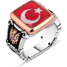 Amberkan Mineli Türk Bayrağı Erkek Yüzük
