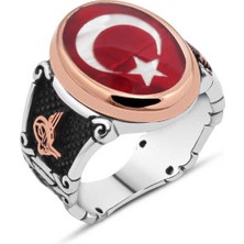 Amberkan Mineli Türk Bayrağı Erkek Yüzük
