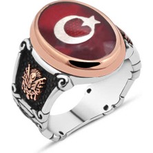 Amberkan Mineli Türk Bayrağı Erkek Yüzük
