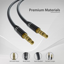 Boblov 4 Boğumlu 3.5mm Stereo Aux Kablosu 3,5 mm Erkek - Erkek Kablo 1 Metre