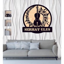 Hediyelikevi Kişiye Özel Çello Müzik Sanat Temalı Ahşap Duvar Tablo
