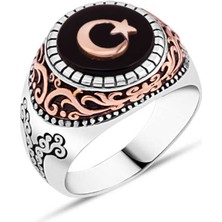 Amberkan Oniks Taş Üzeri Ay-Yıldız Erkek Yüzük
