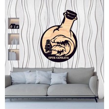 Hediyelikevi Kişiye Özel Cam Şişe Gemi Dalga Temalı Ahşap Duvar Tablo