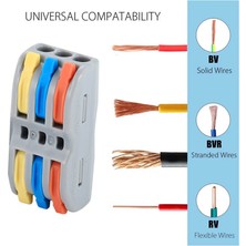 Wozlo Hızlı Kablo Ekleme Birleştirme Aparatı Konnektör Üçlü Aç Kapa Kilitli Vidasız Klemens - 5 Adet