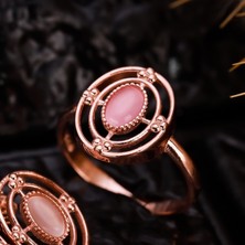 Byes 925 Ayar Gümüş Gül Kuvars Taşlı Yüzük