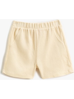 Koton Basic Şort Dokulu Cepli Beli Lastikli