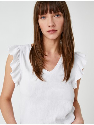 Koton V Yaka Atlet Volan Detaylı Kolsuz