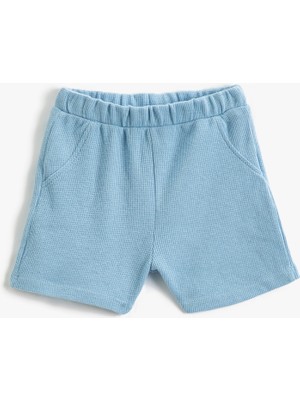 Koton Basic Şort Dokulu Cepli Beli Lastikli