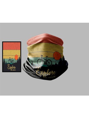Bisiklet Tasarımlı Motorcu Buff Maske Outdoor Boyunluk Unisex Bandana