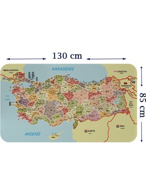 Harita Sepeti Eğitici ve Öğretici Detaylı Dekoratif Komşulu Türkiye Haritası Duvar Sticker 3846