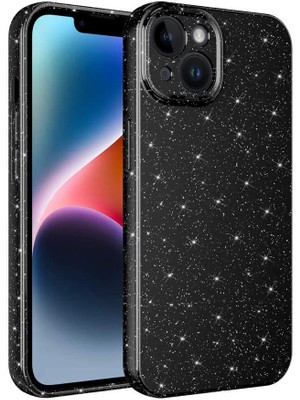 Lopard Apple iPhone 13 Kılıf Kamera Korumalı Simli Lüks Koton Kapak Siyah Telefon Kılıfı