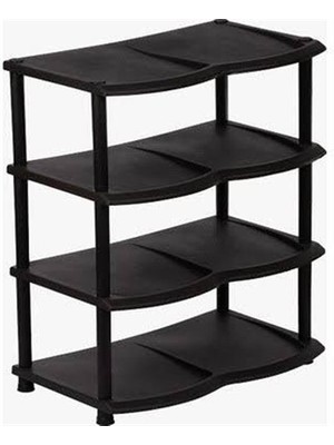 Nzm 4 Katlı Plastik Ayakkabılık Siyah