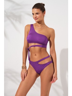 Pierre Cardin Iconic Tek Omuz Bağlamalı Bikini Mor 231227