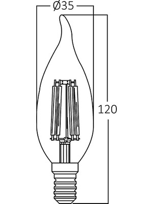 Braytron BA35-00410-BRAYTRON 4W 2700K Sarı Işık E14 Kıvrık Mum LED Rustik Ampul 5'li Paket