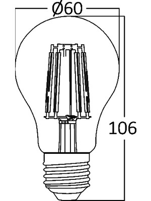 Braytron BA38-00720-BRAYTRON 7W 2700K Sarı Işık E27 A60 LED Rustik Ampul 3 Lü Paket