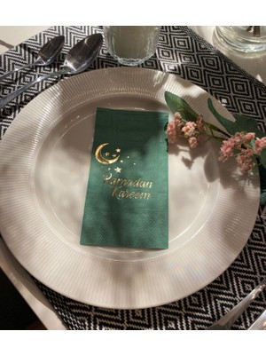 Kidspartim Gold Yaldızlı Yeşil Ramadan Karem Peçete 16 Adet