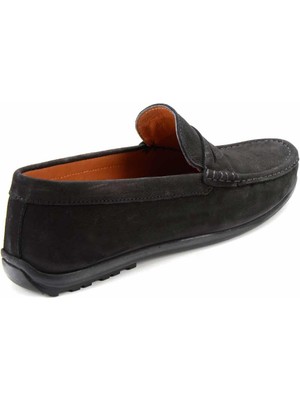 Bambi Siyah Nubuk Leather Erkek Loafer Ayakkabı E01733200801