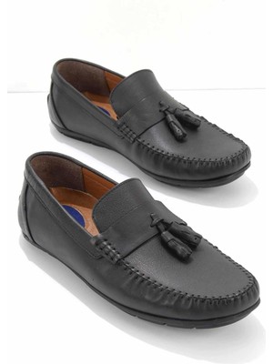 Bambi Siyah Leather Erkek Loafer Ayakkabı E01733800303