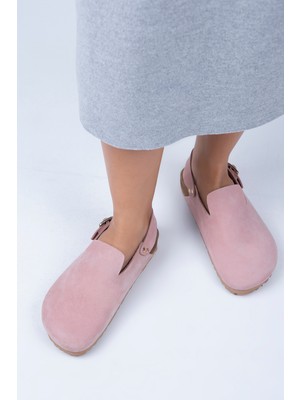 Manijero Holly Kadın Deri Kemerli Tokalı Pembe - Gold Sandalet