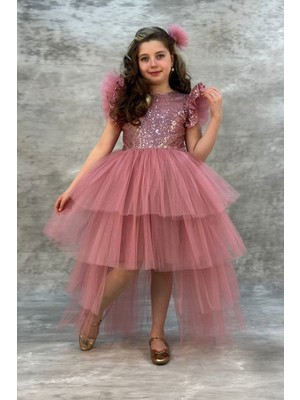 Abiye Kids Pullu Katkat Kuyruklu Tarz Çocuk Abiye ABY745