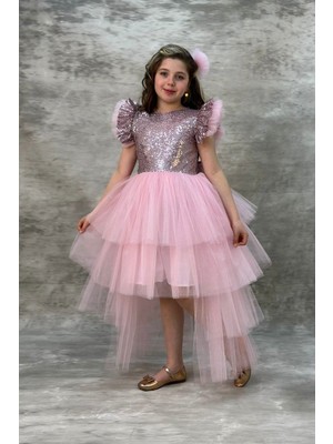 Abiye Kids Pullu Katkat Kuyruklu Tarz Çocuk Abiye ABY745