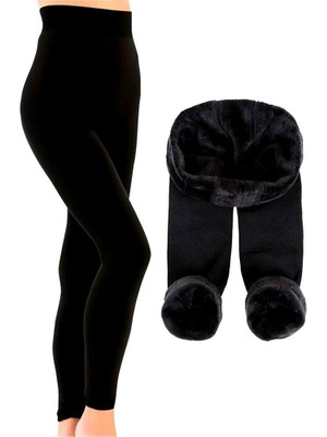 Kota Lorasa Kadın Içi Peluş Yüksek Bel Bilek Manşetli Likralı Termal Tayt