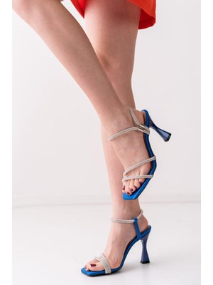 Kaygısız Kundura Kadın Mavi Sultan Malzeme Çelik Ökçeli Çelik Astarlı Çift Bantlı Topuklu Ayakkabı