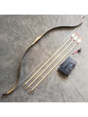 Konuralp Okçuluk Hisar Model Geleneksel Lamine Yay Seti 3 Ok + Zihgir 35-40 LB 124 cm Uzunlukta