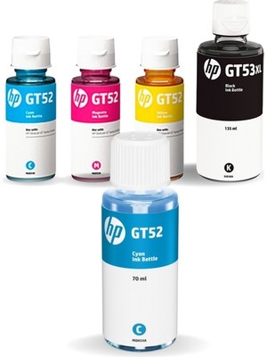 HP GT53XL Smart Tank 615 Orjinal 4 Renk Mürekkep Seti + 1 Mavi Hediye AIU7A264