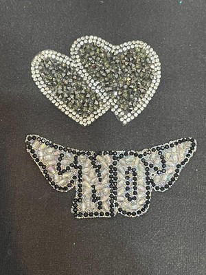 Gönülden Tasarım Kalp ve No On Yazılı Kanatlı Ikili Ütü Ile Yapışan Aplik Yama Arma Aksesaur