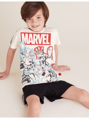 Marks & Spencer Saf Pamuklu Marvel™ Pijama Takımı