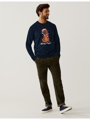 Marks & Spencer Saf Pamuklu Yılbaşı Temalı Sweatshirt